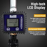 Brearo Digital Oil Control Valve Meter Nozzle 1/2" - 50 GPM Flexible Spout, ±0.3% Accuracy, 0.5-70 Bar for Diesel, Oil Dispensing