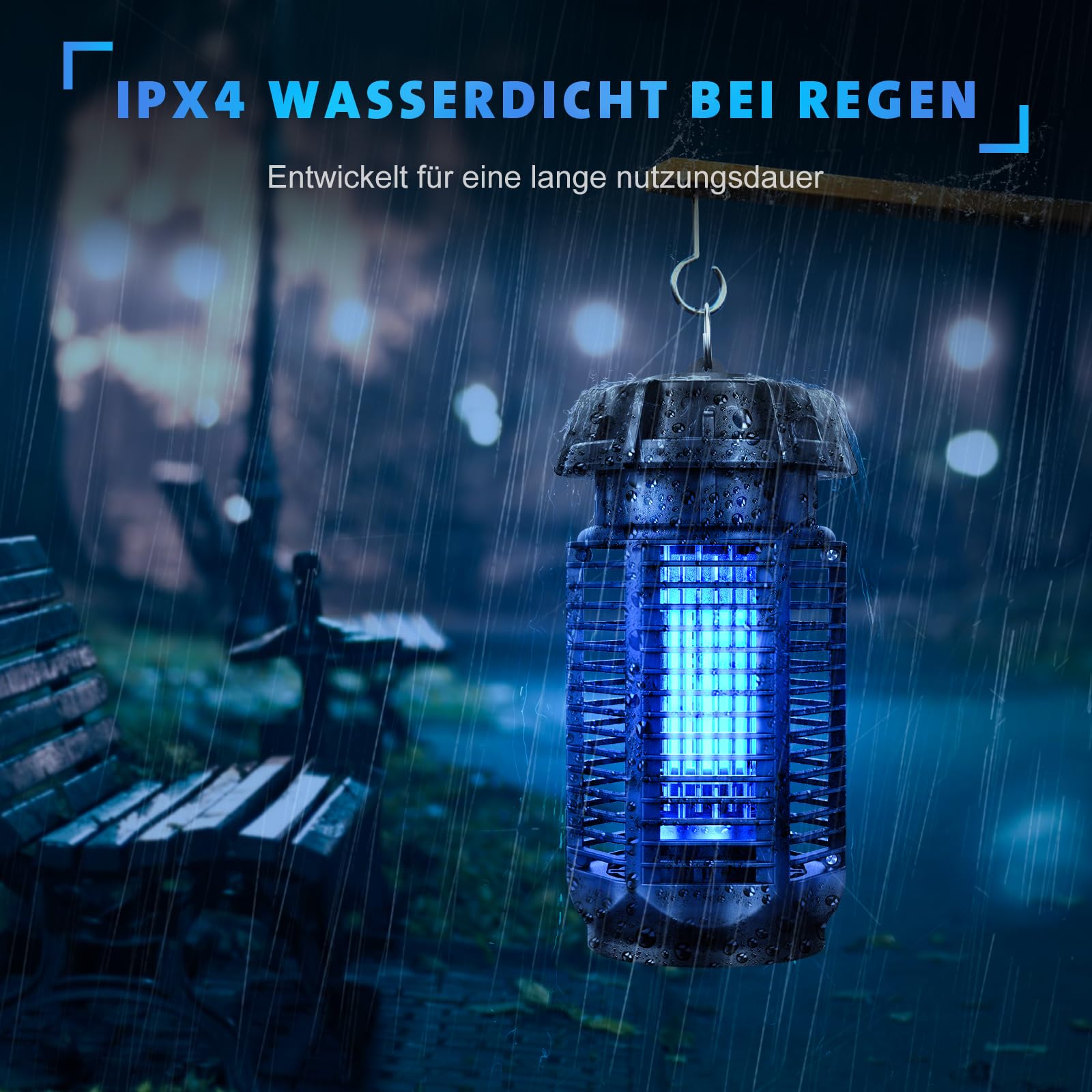 Insektenvernichter Elektrisch, 20 W UV-Lampe Stark Elektrischer Insektenfalle Mückenlampe,Elektrische Mückenfalle Mückenlampe für Garten Innen und Aussen, Wasserdicht