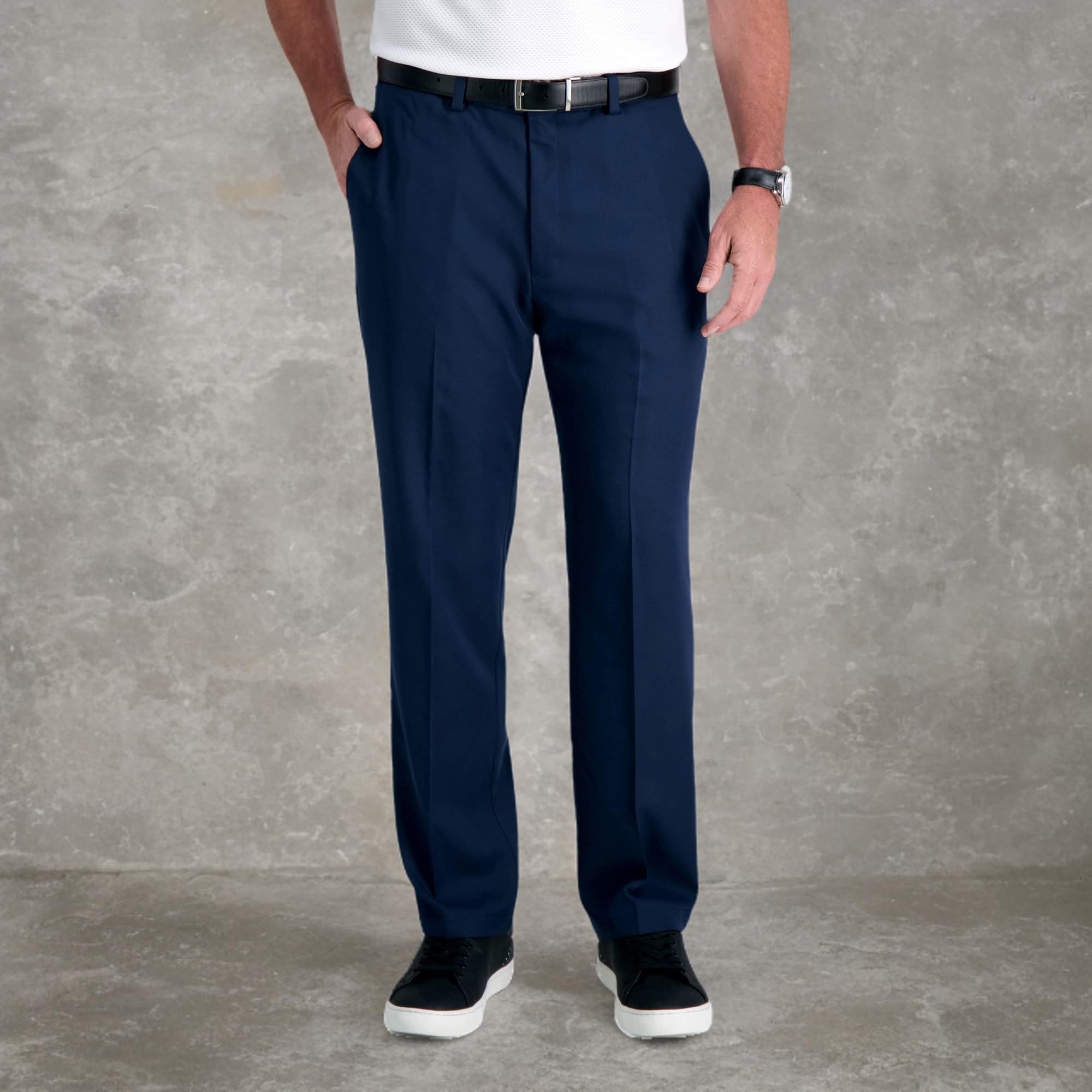 Haggar Cool 18 Pro Classic Fit Flat Front Pant-Regular Y Big & Tall - Pantalones Hombre
