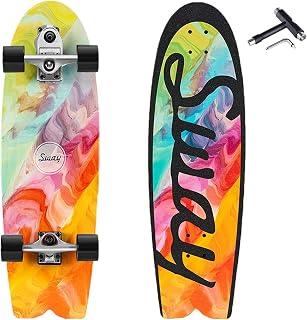 Starfisher 32 Inch Fishtail Surfskate Carver Skateboard Professional, P7 Truck Carving Skateboards with ABEC-11 Bearing, Maple Surfing Skate Board Cruiser with T-Tool