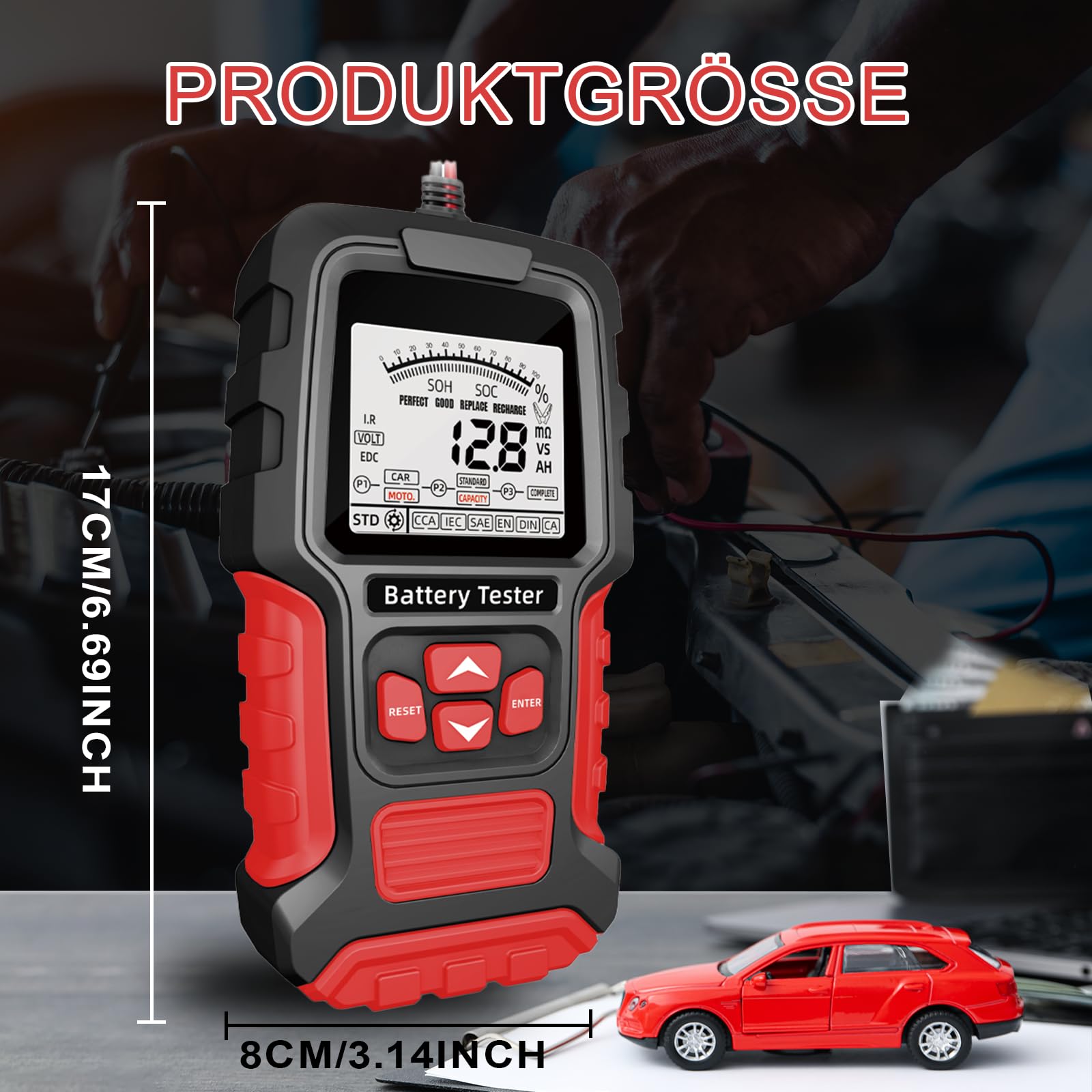 Tester akumulatora samochodowego 100-2000 CCA 12 V/24 V, tester akumulatora samochodowego 3 Ah – 200 Ah, system ładowania samochodu, narzędzie skanujące do testowania baterii cyfrowych Analizator