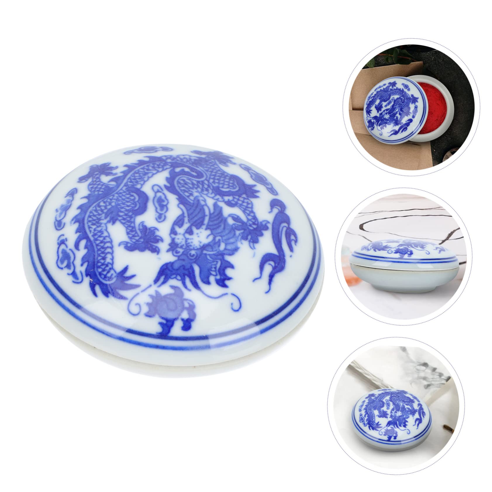 OSALADI 3 Stck. Keramisches Stempelkissen für Kalligraphie Anfänger Tintenpaste Box mit Deckel DIY Chinesisches Stempelkissen für Versiegeln und Malerei Retro Design
