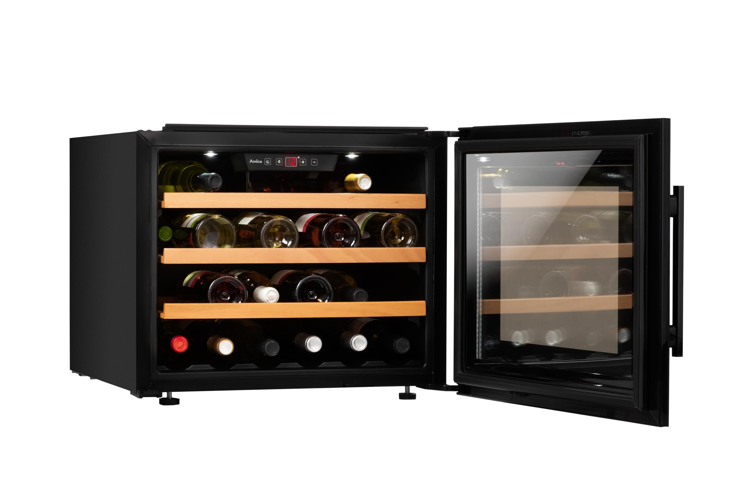 Amica WK 341 200 S Einbau-Weinkühlschrank, VinoOptima System, 24 Flaschen, Schwarz