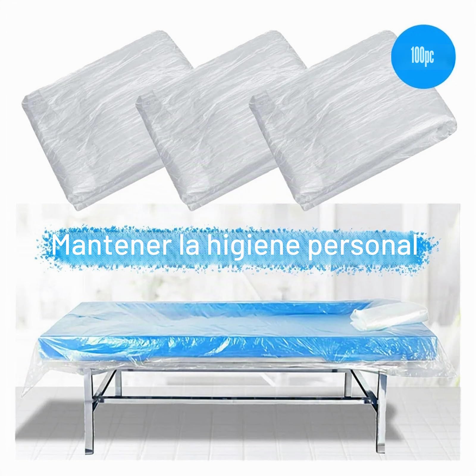 Sabanas Camilla Masaje Funda de plástico desechable for sofá, Colcha for Mesa de Tratamiento de Masaje de SPA, láminas Transparentes for Cama de Belleza, película Impermeable, 100 Uds.