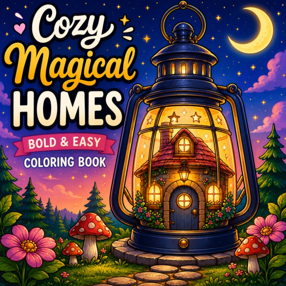 Cozy Magical Homes: Bold & Easy Coloring Book for Adults | Whimsical Fairy Houses, Cozy Fantasy Scenes, Stress Relief & Relaxation (Cozy Fantasy Collection)