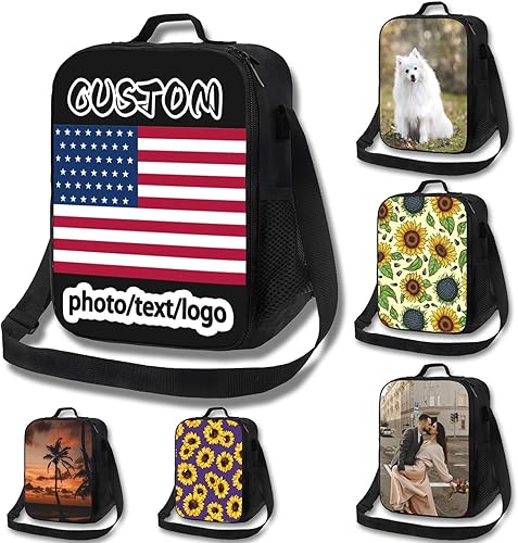 Bolsa de almuerzo aislada personalizada añade tu imagen logotipo texto personalizada reutilizable lonchera térmica de trabajo bolsa de cena