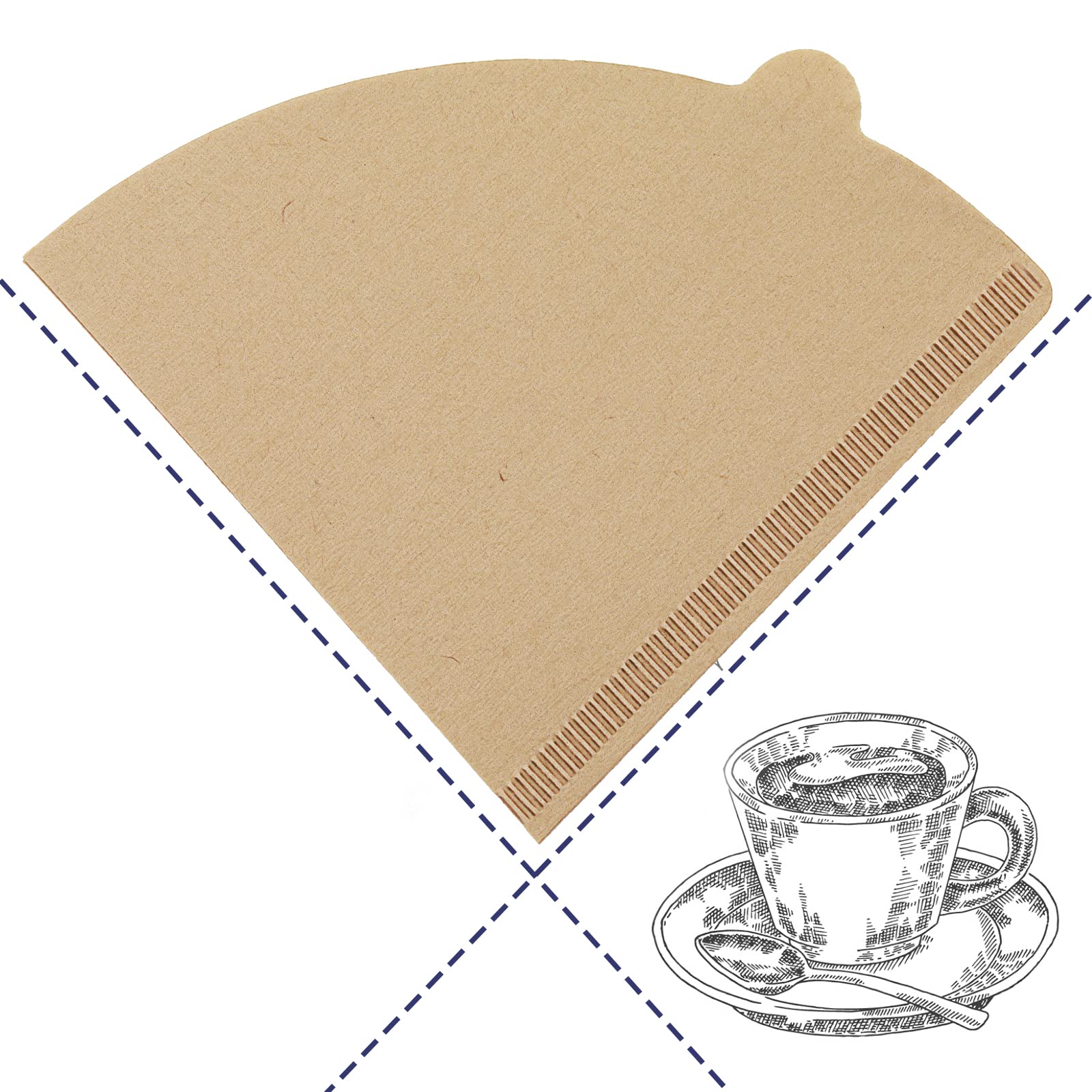 100 stuks driehoekige kegel koffiefilters, ongebleekte papieren filters voor overgieten en druppelkoffiezetapparaat, 1 tot 2 kopjes, wegwerpbaar, klein