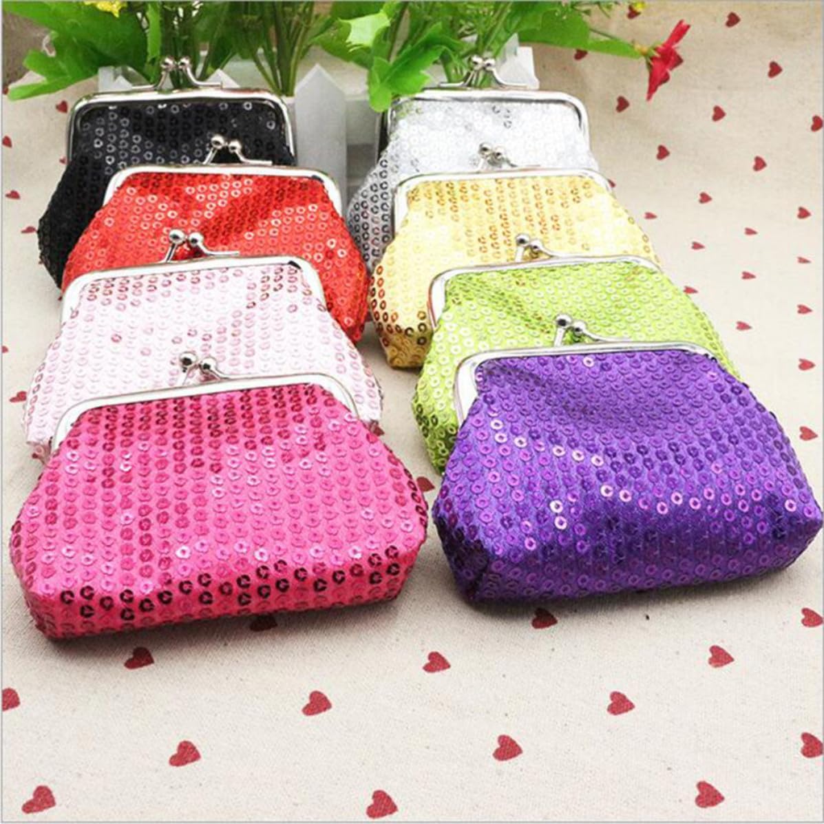 8pcs Shining Coin Wallet, Lightweight Polyester Storage Purse
