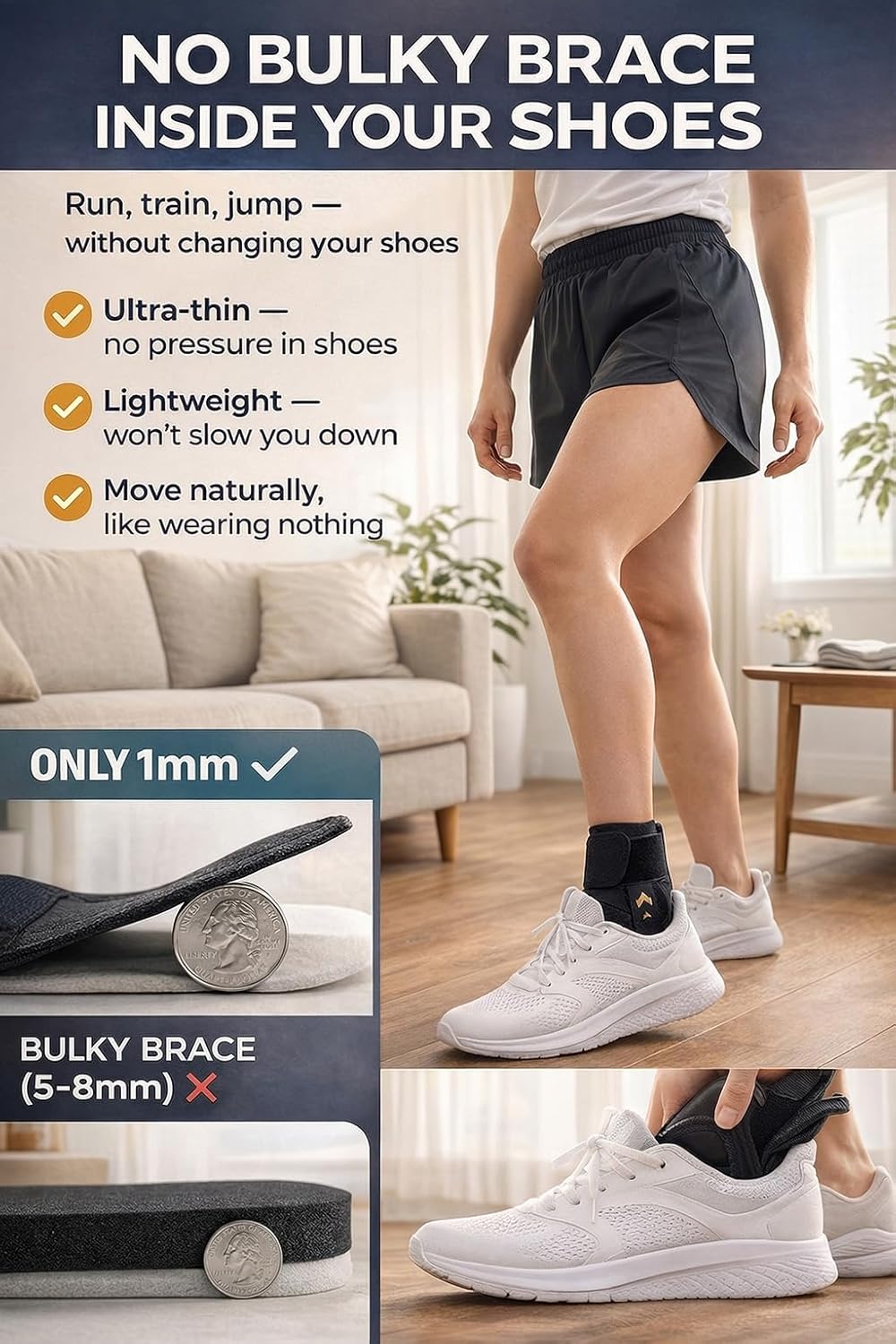 3D Wrap Stability Ankle Brace for Men and Women, Quick-Adjust Figure 8 Ankle Support Brace, Lightweight In-Shoe Lace Up Ankle Stabilizer with Side Pads for Basketball, Volleyball, Sports (XL)