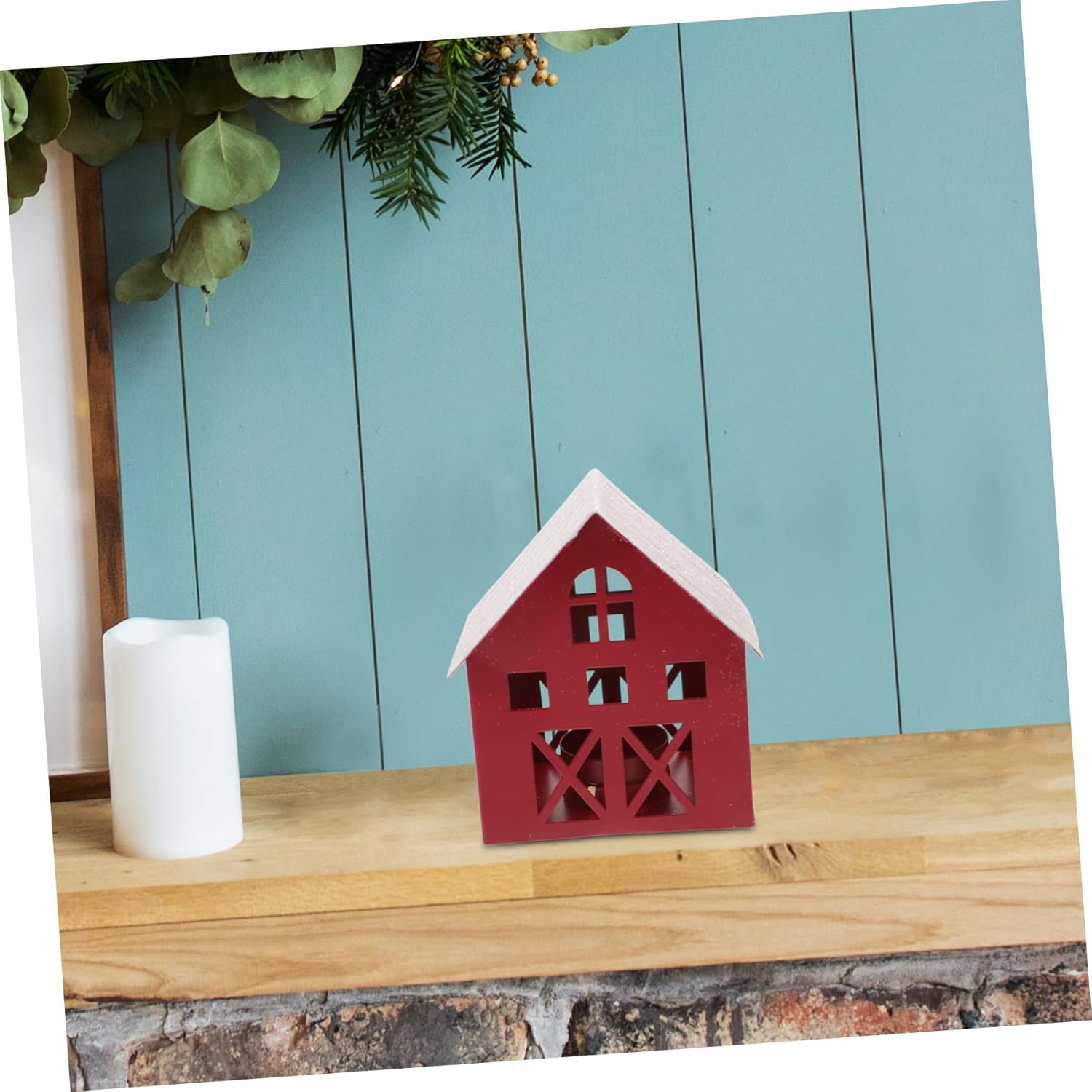 Iron Craft Christmas Snow Village Christmas Craft for Home Holiday Decor for Table Tealight Christmas House Christmas Ornament