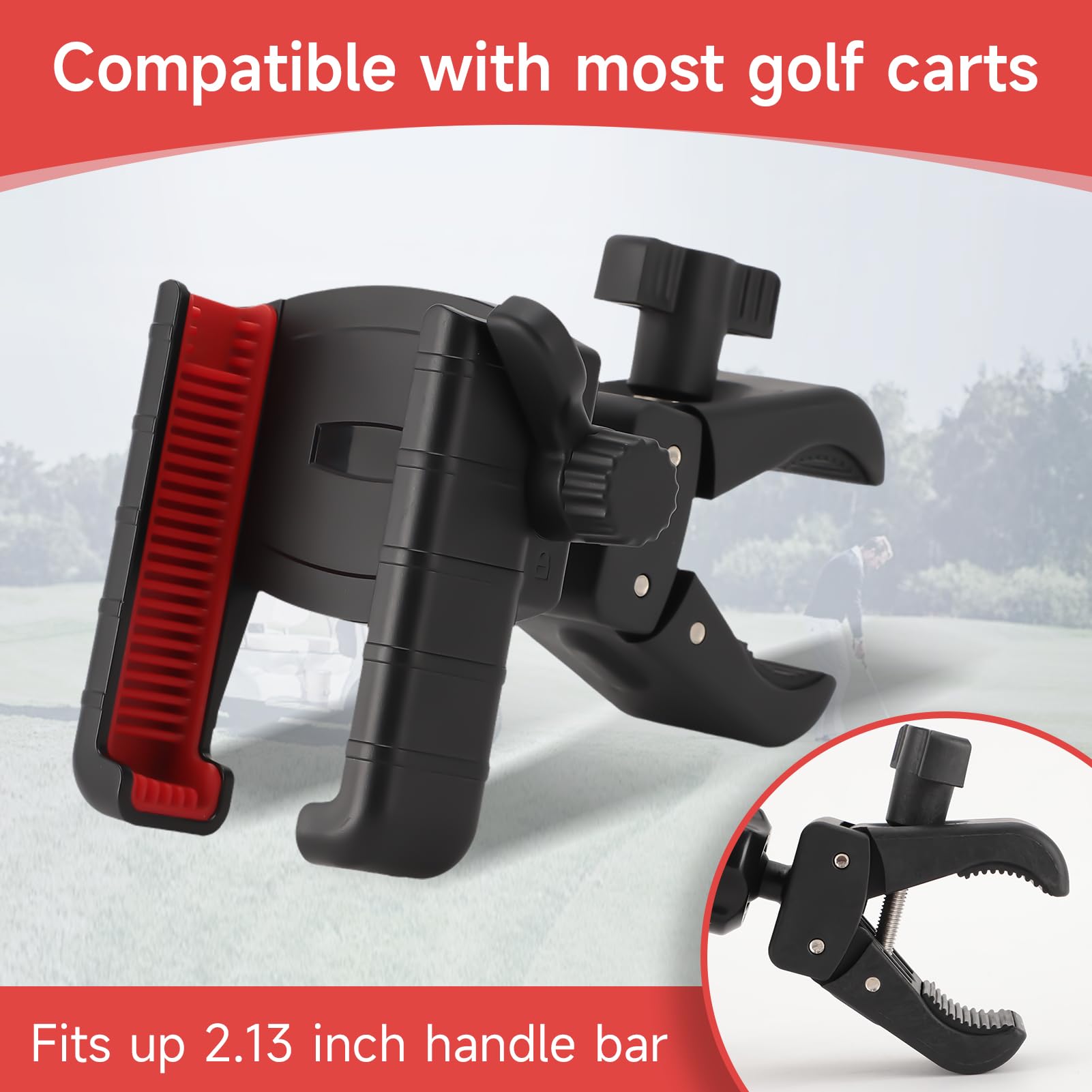 Support de téléphone portable pour chariot de courses, rotation à 360 degrés, compatible avec la plupart des smartphones et étuis de téléphone portable, convient pour chariot de golf, chariot