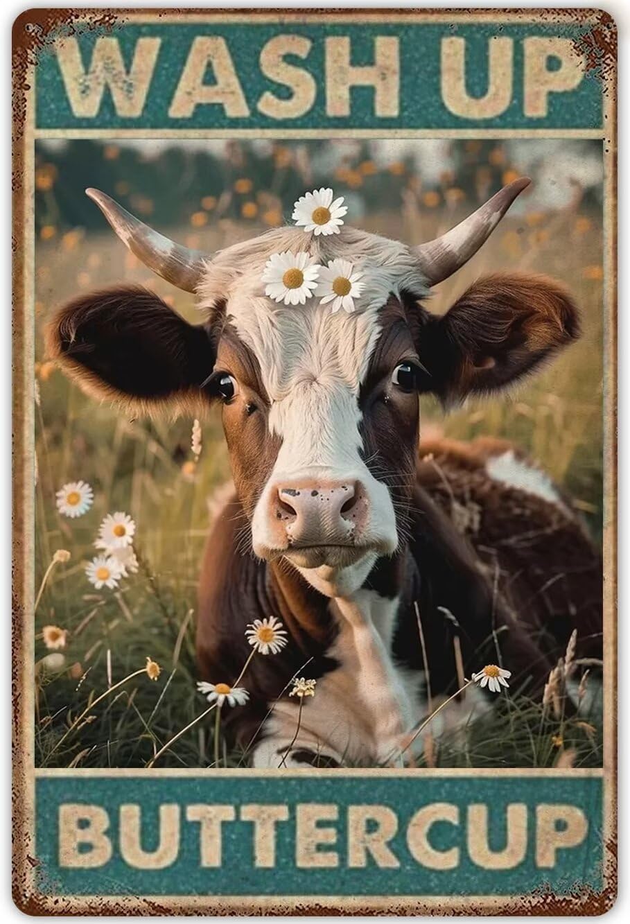 Anceky Cow Diamond Art Kits for Wash Up Buttercup Funny Bathroom Decor Diamond Painting Kits for Beginners Crafts Cow Wall Art Home Decor Cow Lovers 12X16 Inch