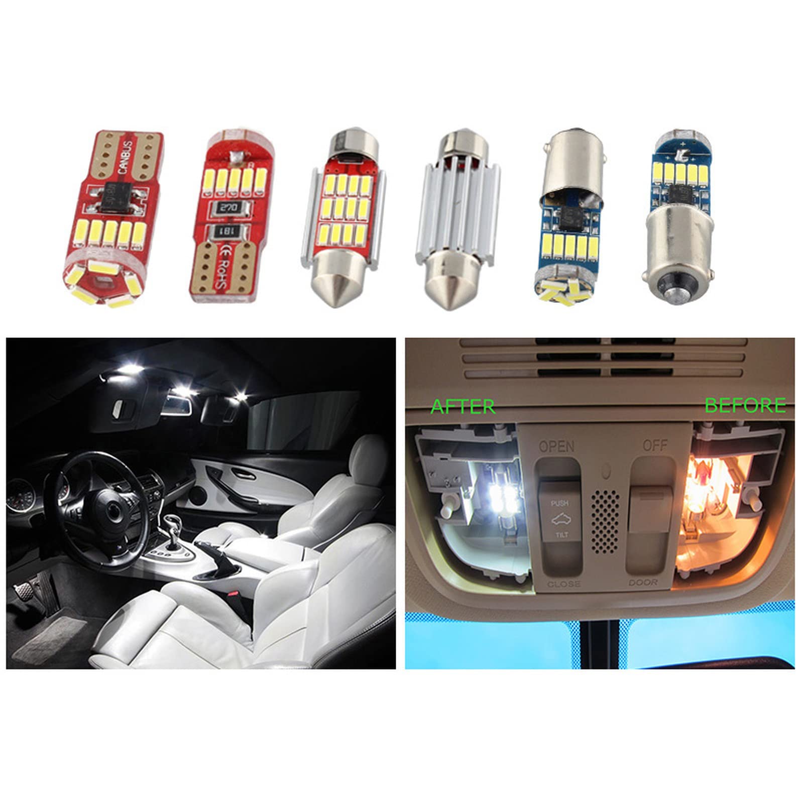 Bombillas Canbus Blancas Bombillas LED sin Errores Kit de luz de Puerta de Domo de Mapa Interior, para BMW Serie 3 E36 E46 E90 E91 E92 E93 1990-2013