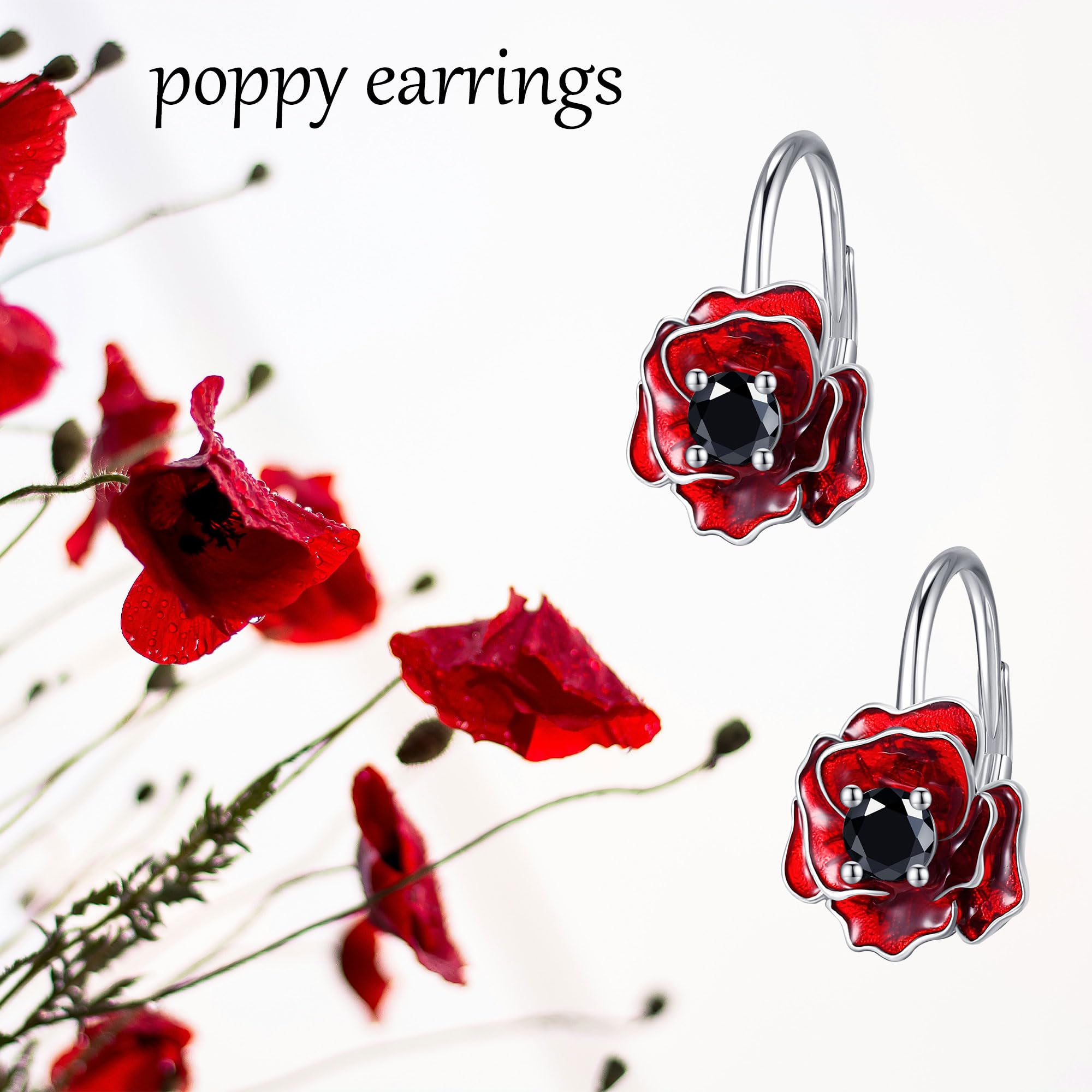 ONEFINITY Pendientes de flor de plata de ley 925 con cierre de palanca, regalo para mujer, talla única, Plata, Sin piedra preciosa