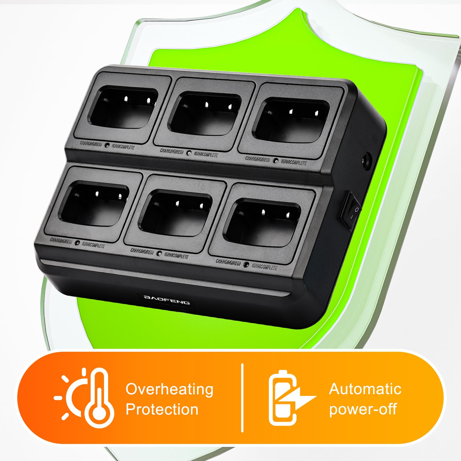 BAOFENG Stazione di ricarica a 6 unità compatibile con radio e batterie serie BF-888S/88E/88ST e H-777