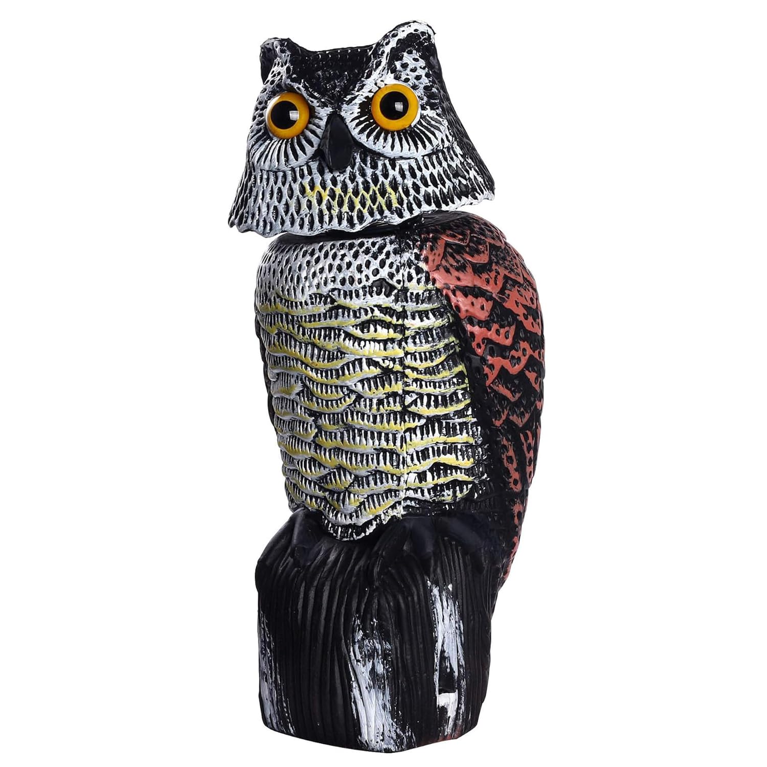 1x Gufo Statue Plastica Gufo Giardino Esterno Realistico di Azione del Vento con 360 Teste Rotanti Patio Decorazioni Spaventapasseri Uccello Repeller Scaccia Piccioni