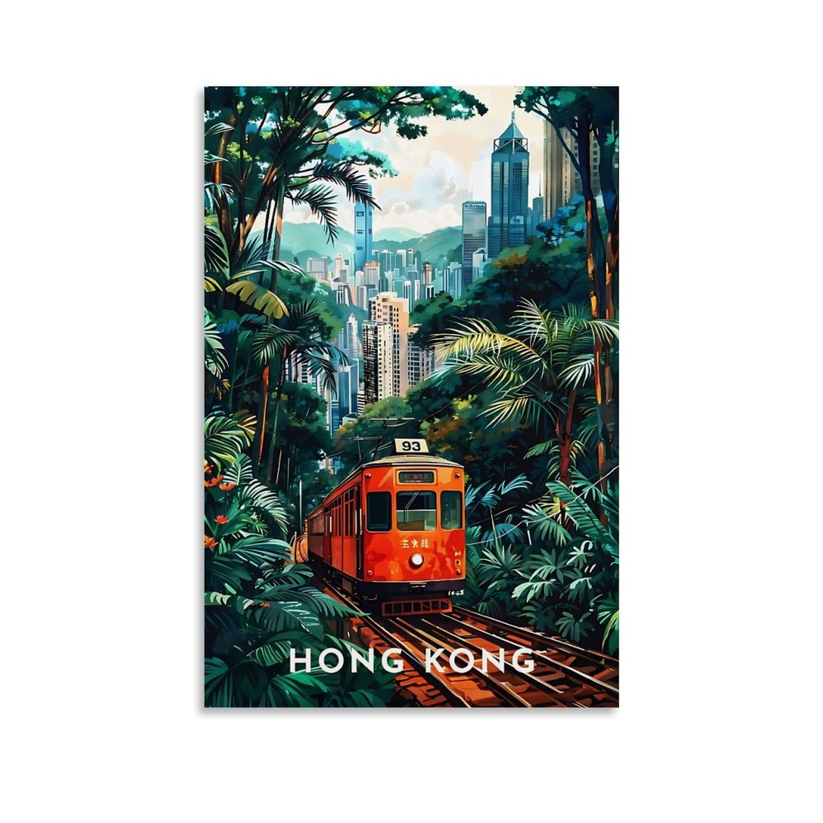 ouweri Hong Kong China Vintage Travel Poster (4) Artworks Canvas Room Aesthetic Wall Art Prints Home Modern Decor 16x24inch(40x60cm)