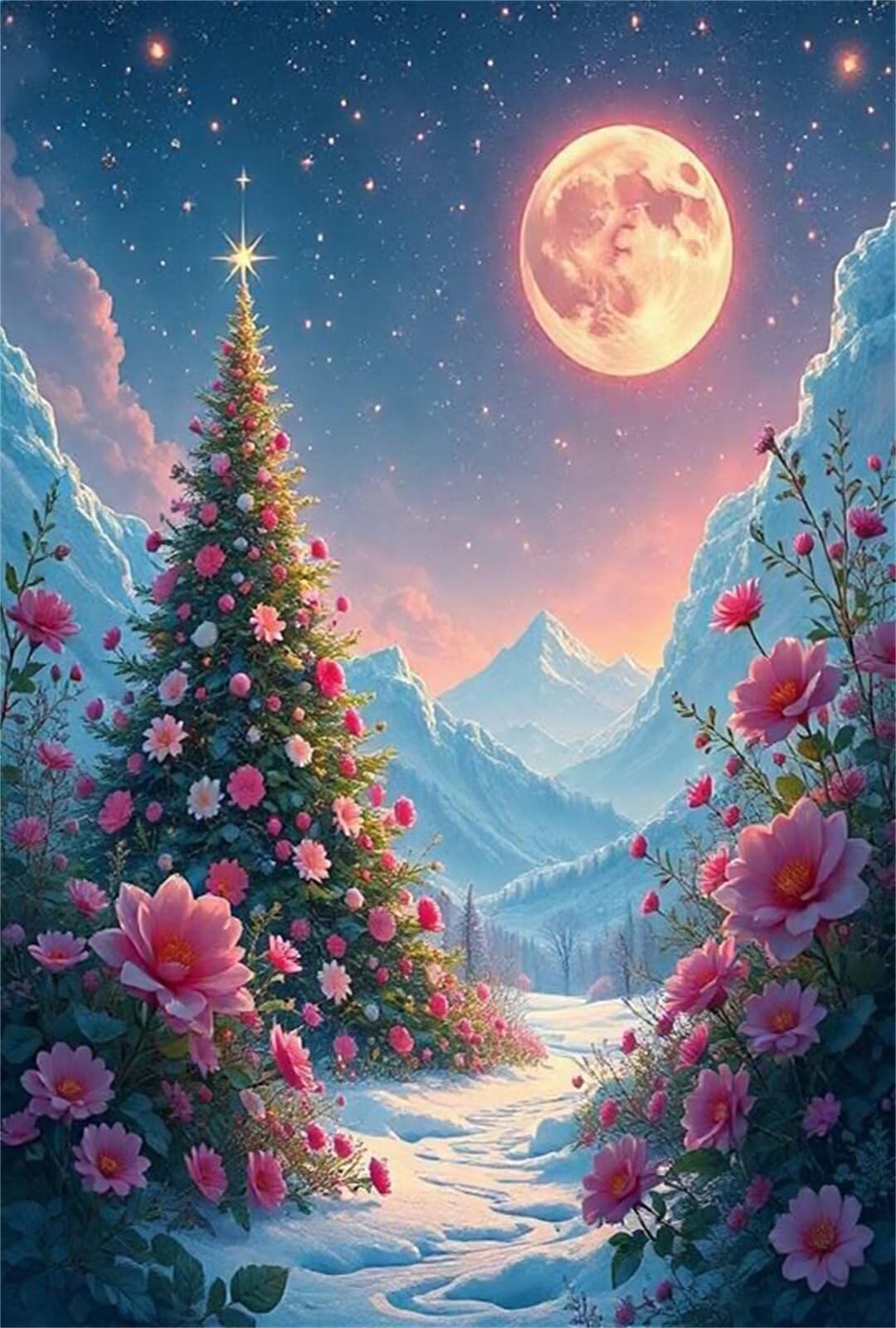 Puzzle 5000 sztuk kwiaty księżyc zima, puzzle niemożliwe, łamigłówki, łamigłówki, gry logiczne dla całej rodziny, puzzle dla dorosłych 5000 sztuk 156 x 105 cm