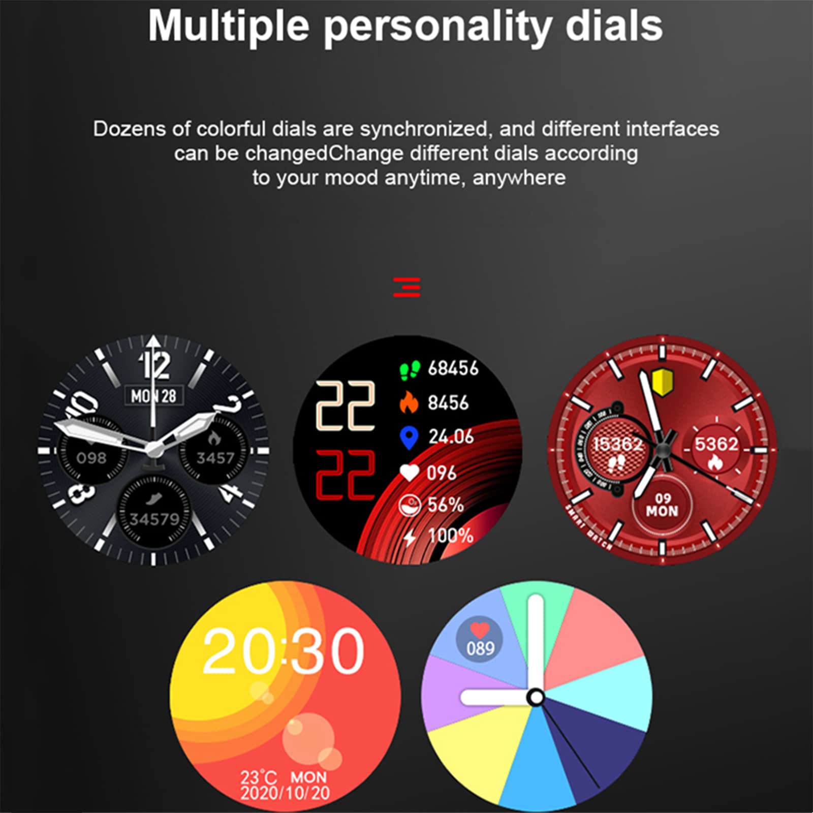Słuchawki Bluetooth Smart Watch Full Touch, dla mężczyzn i kobiet. Sterowanie muzyką Smartwatch z pulsometrem do Android iOS. Monitorowanie tętna, monitorowanie ciśnienia krwi.