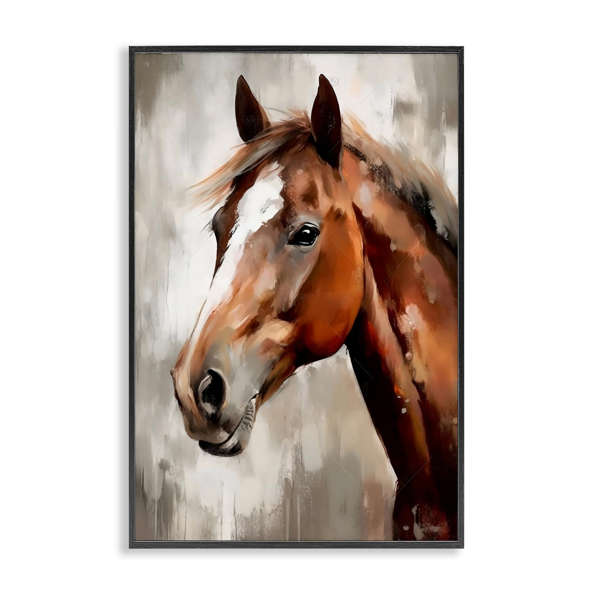 Giclée d'art poney au chocolat Stupell Industries cadre noir élégant 45x30 cm