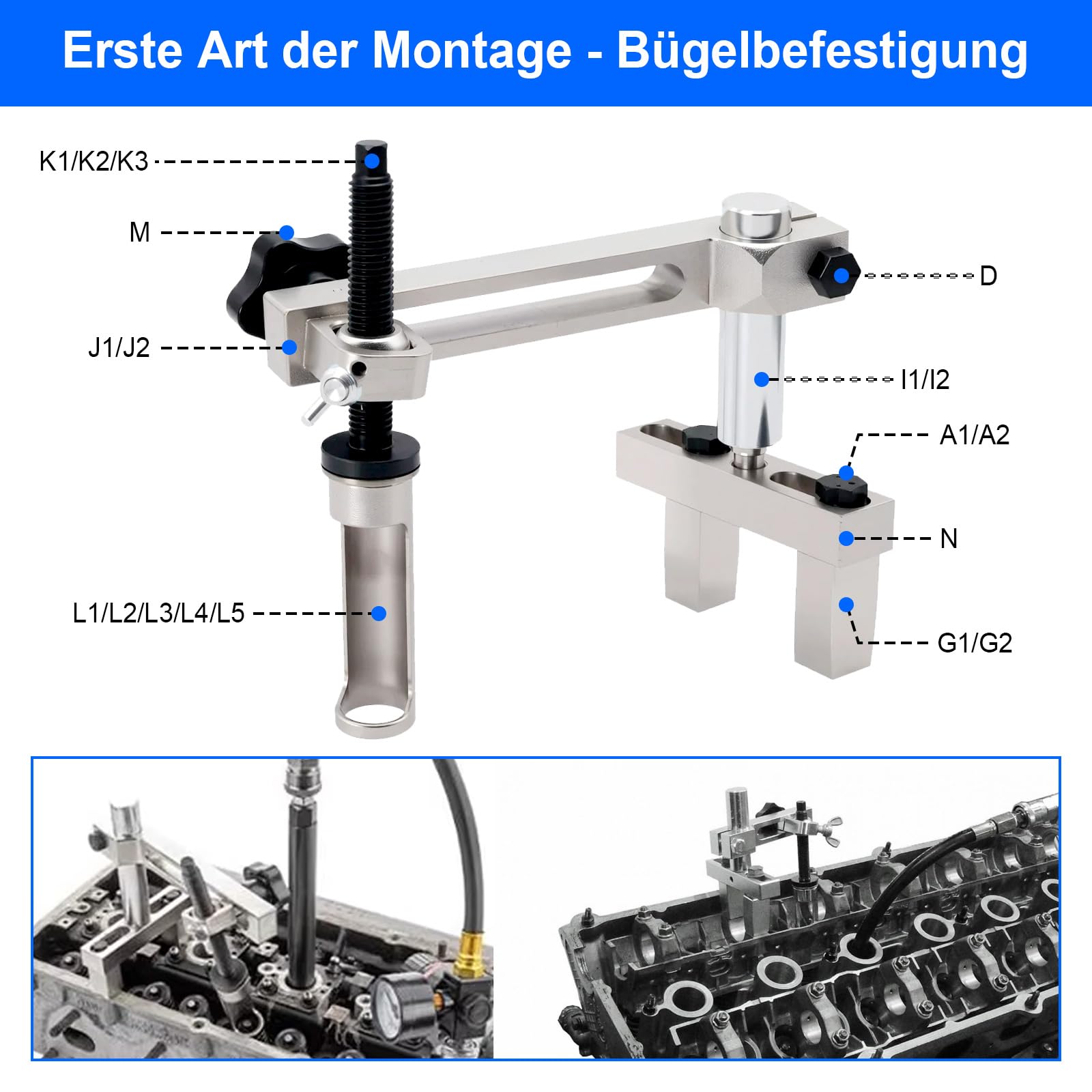 RUIZHI Attrezzo di Ricambio per Molle e Guarnizioni, Compatibile con Mercedes Benz, BMW, Audi, Senza Smontaggio della Testa Cilindrica, incl Kit di Guarnizioni per Valvola