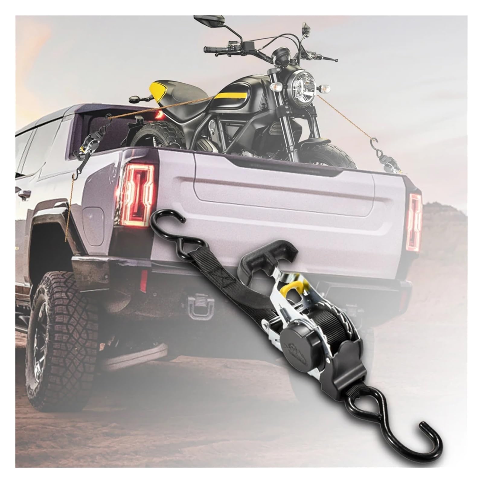 Zurrgurt, Lastpäckgurt Motorräder Ratschengurt mit S-Haken Hochleistungs-Ratschengurt mit automatischer Einziehfunktion for Anhänrfahrzeu Boote für Auto, Fahrradträger & Motorrad(C)