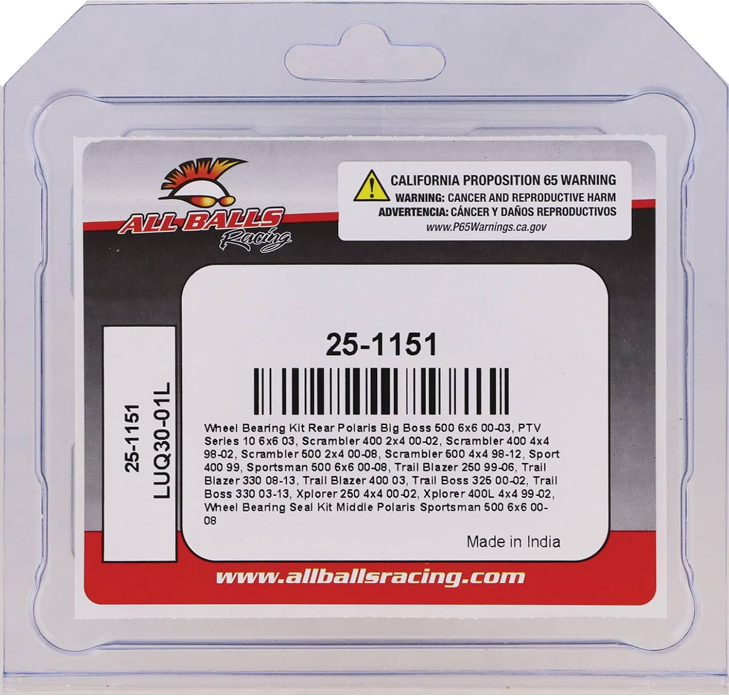 All Balls Racing 25-1151 Wheel Bearing Seal Kit Compatible with/Replacement for Polaris