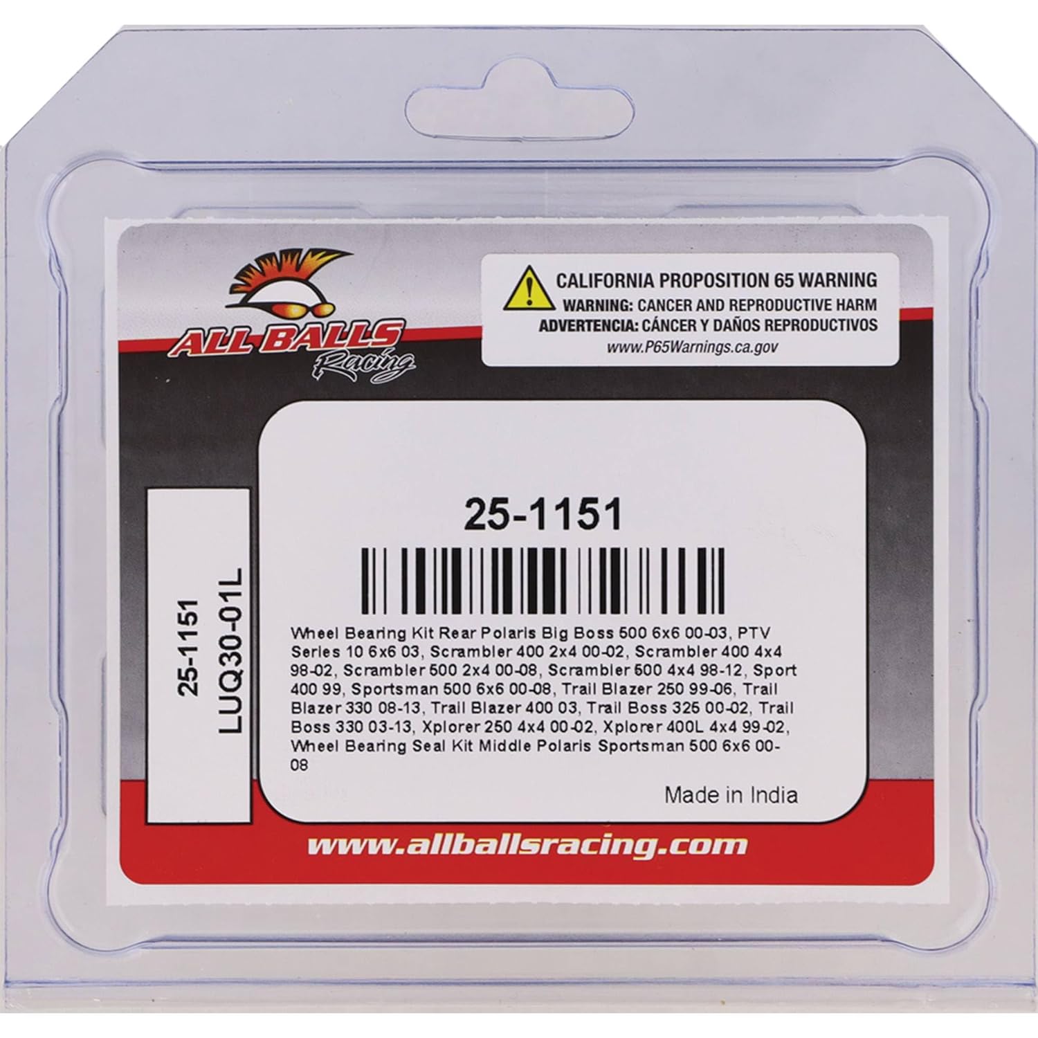 All Balls Wheel Bearing Seal Kit Compatible with/Replacement for Polaris, 25-1151