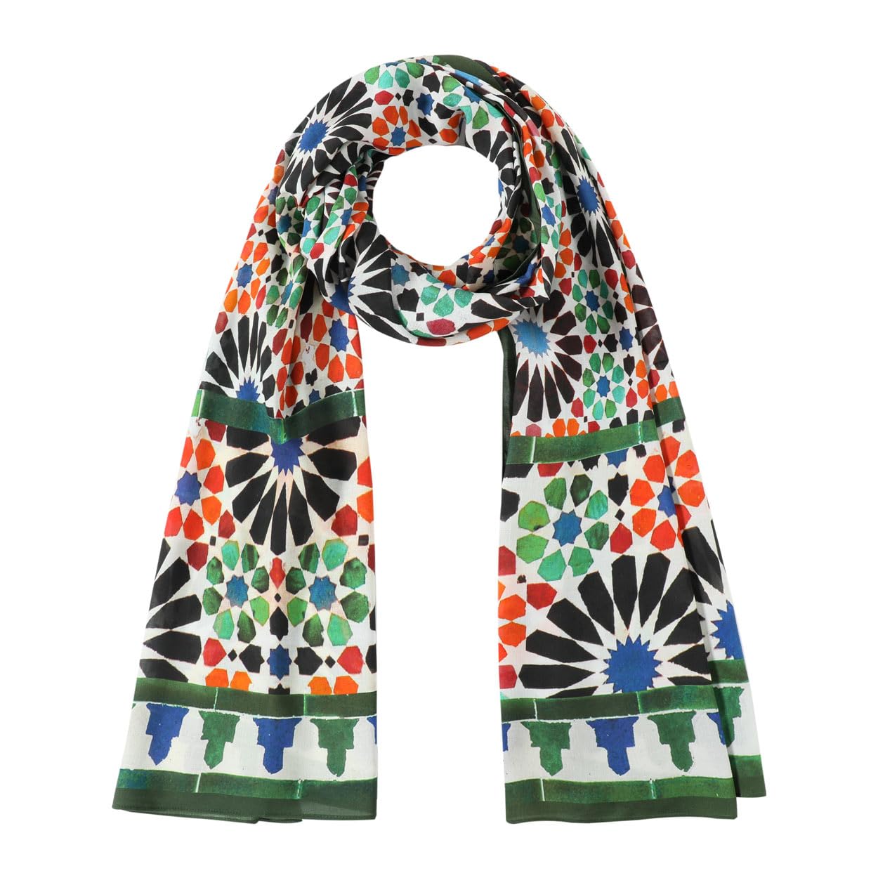 Hamzah Großer Schal für Damen | eleganter mehrfarbiger Druck | Frühling Sommer Herbst und Winter | langer Schal 180 x 65 cm | Pashmina Modal | originelles Geschenk für Damen | Mosaik-Kollektion