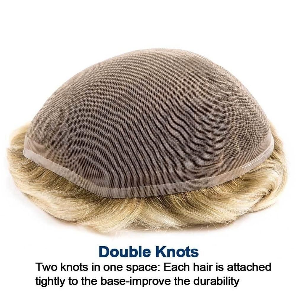 Men's Toupee 4/613 Protesi for capelli da uomo Ombre con capelli umani europei, toupee for uomo con base in pizzo francese completo