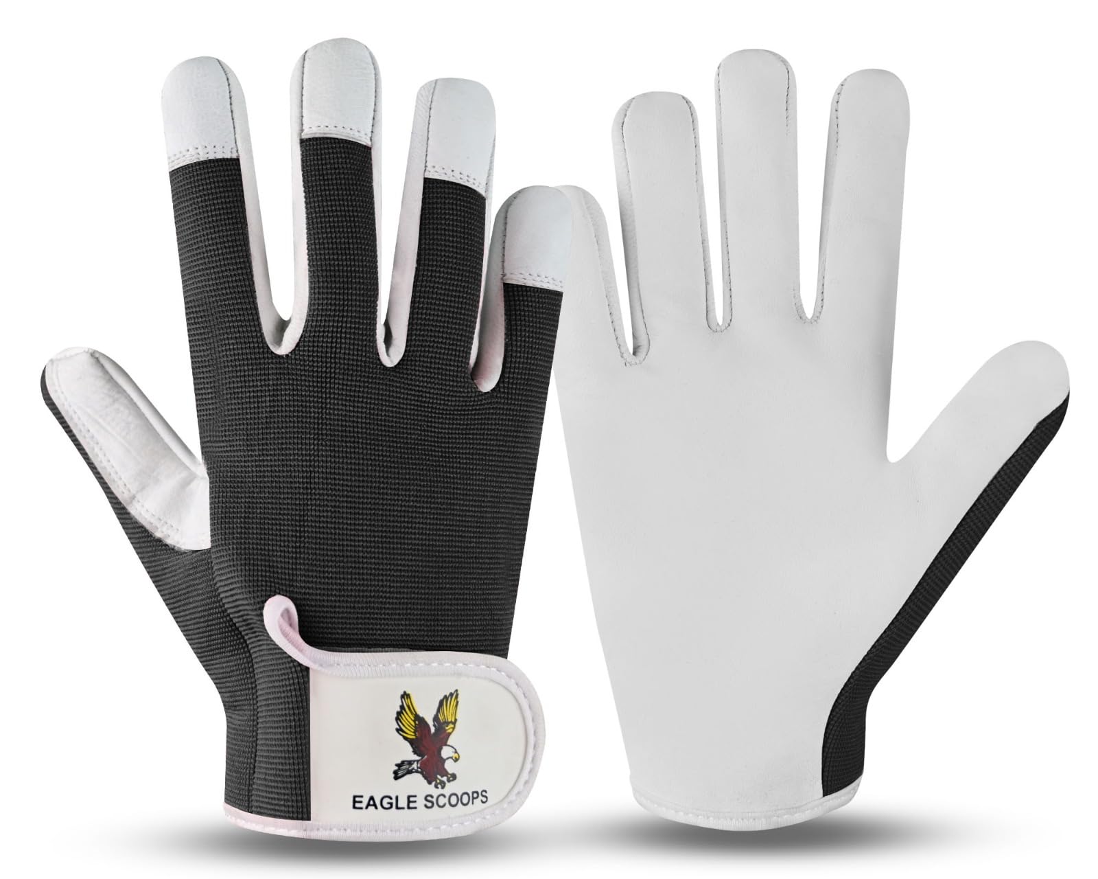 EAGLE SCOOPS Leather Gardening Gloves for Men & Women – Heavy Duty Thorn Proof Rigger Gauntlet Gloves, Premium Safety Work Gloves for Rose Pruning, Weeding, Yard Work, Landscaping & Garden Protection