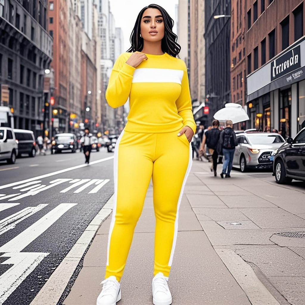 Bealin Sweatsuit for Women 2 Piece Outfits for Womens Color Block Tracksuit Crewneck Sweatshirts Pullover Lounge Sets - Image 3