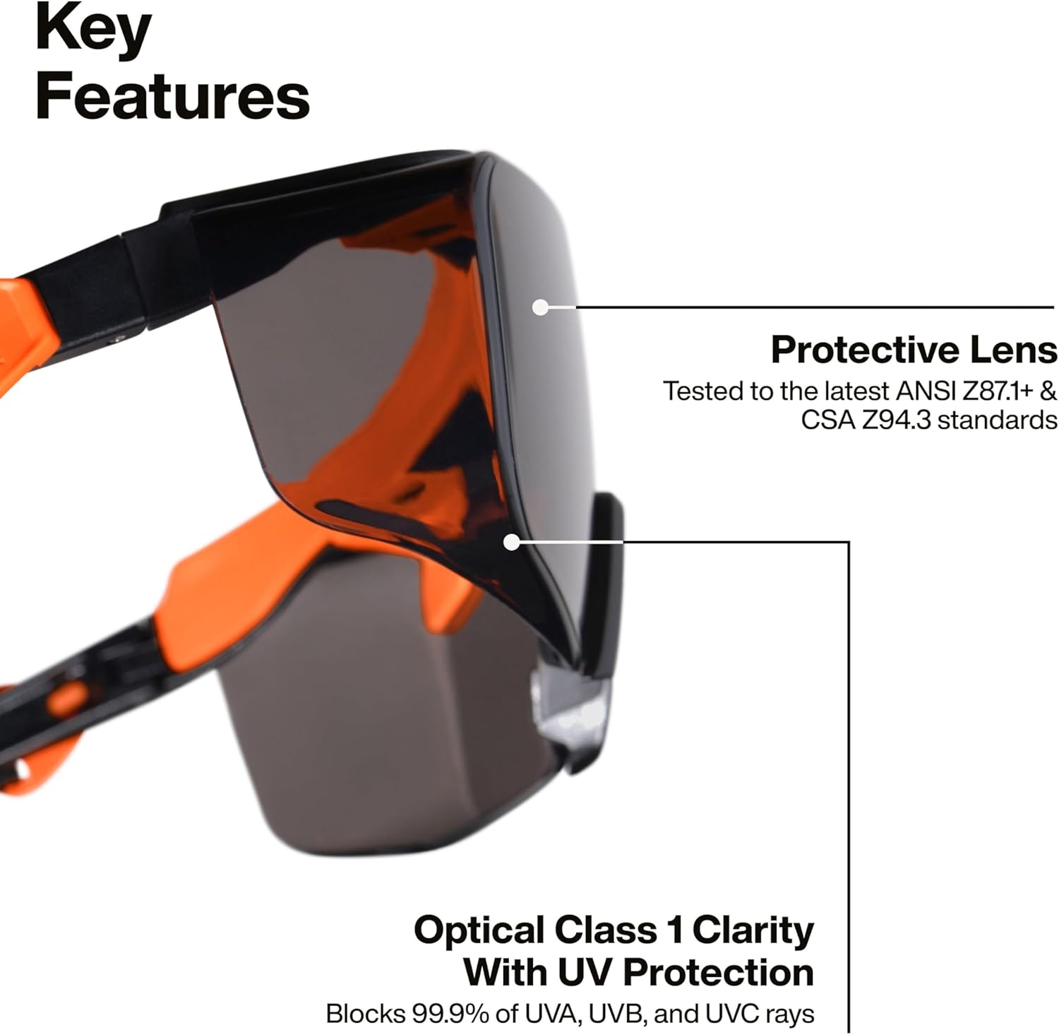 KLEIN TOOLS 03007 Over-The-Glasses Safety Glasses, Shaded Lens, ANSI Z87.1+ and CSA Z94.3 Certified, Anti-Fog and Scratch Resistant, UV Protection, Fits Over Prescription Eyewear