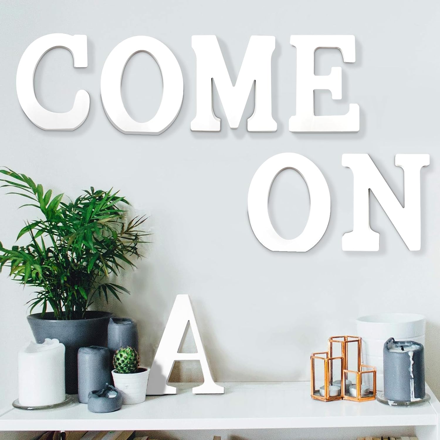 White Wooden Letters 8 Inch for Wall Decor,Large Unfinished Wood Letters for Home,Wooden Alphabet Letters for Crafts,Standing Garden Board or Room Name Signs DIY Carft (A)