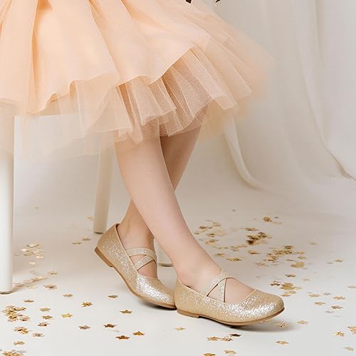 Miniatura 3 de DREAM PAIRS Zapatos de vestir tipo bailarina, de piso, para niñas Mary Jane