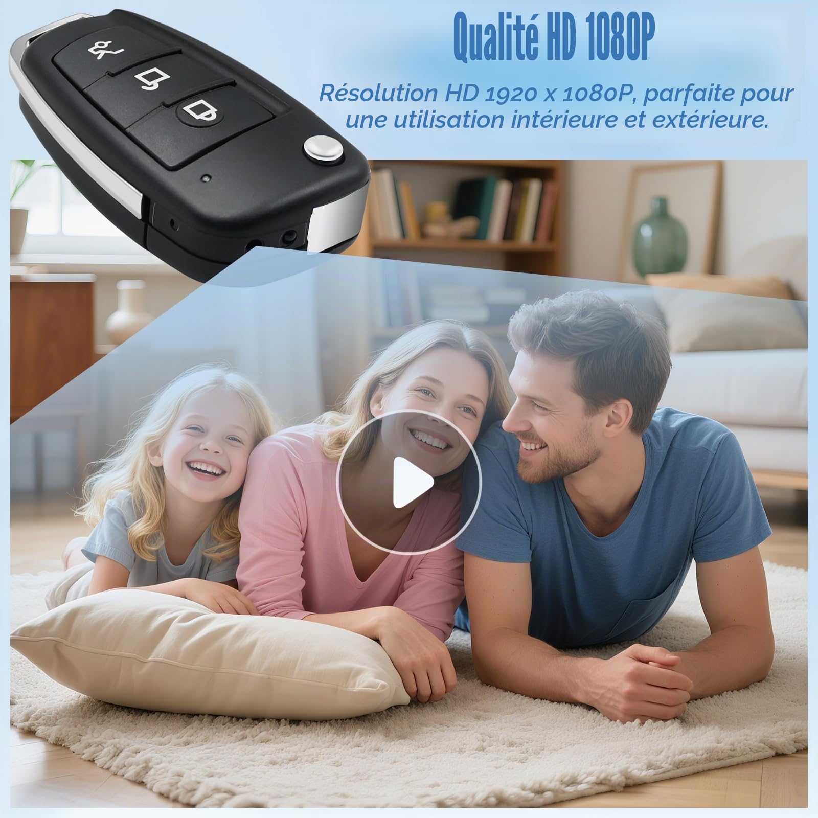 Caméra Espion sans Fil 1080P HD, Mini Caméra Cachée Portable avec Détection Mouvement et Vision Nocturne