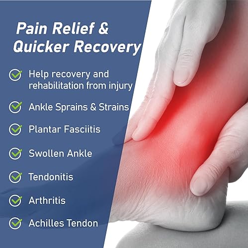 Miniatura 5 de Comforband Tobillera con correa de compresión ajustable y soportes de apoyo para esguince débil de tobillo, dolor crónico de tobillo, recuperación
