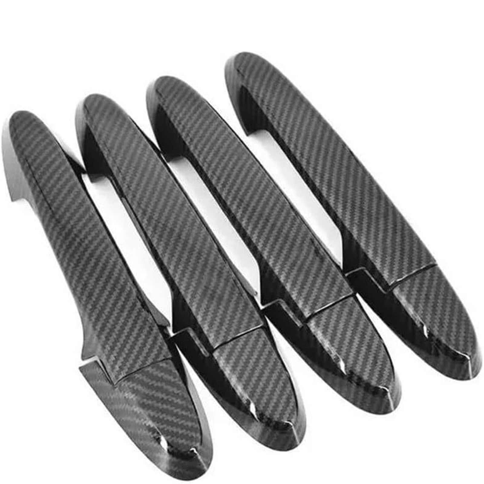 Glymzoi Car Exterior Door Handles Car Left Exterior Door Handle for Jazz 2014-2020 Carbon Fiber for Chrome Side Cover(Carbon 0 Buttons)