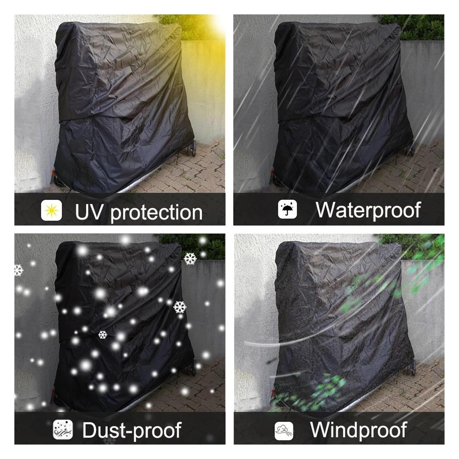 Copertura per Tavolo da Giardino in Tessuto Oxford Copertura Protettiva Per Tavolo Da Ping Pong Resistente, Impermeabile, Antipolvere, Per Riporre Tavoli Da Ping Pong Per Interni/esterni(Grigio)
