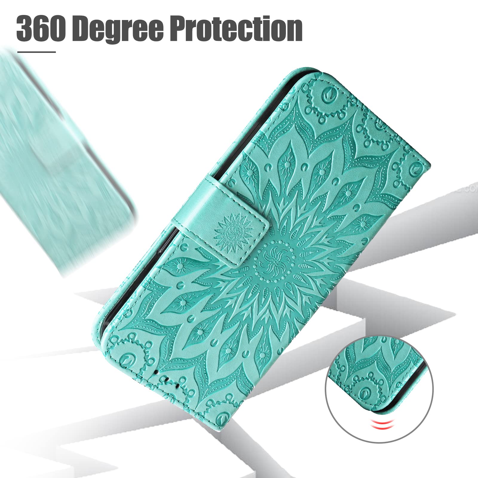 Honor Magic6 Pro 5G Case, PU Leather Case, Shockproof Wallet Cover for Honor Magic6 Pro 5G, Green - 4