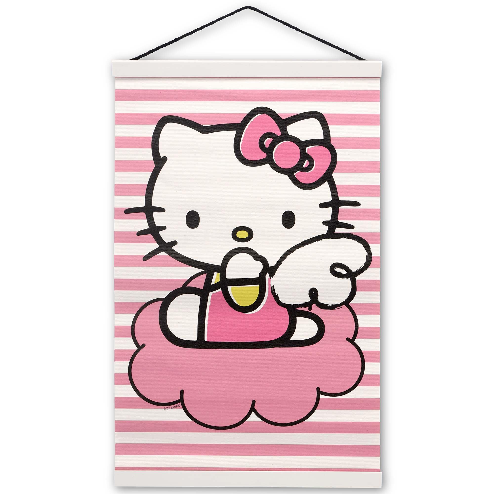 Open Road Brands Pink Hello Kitty With Wings Hanging Canvas Banner - Cute Angel Character Decor For Bedroom Or Playroom