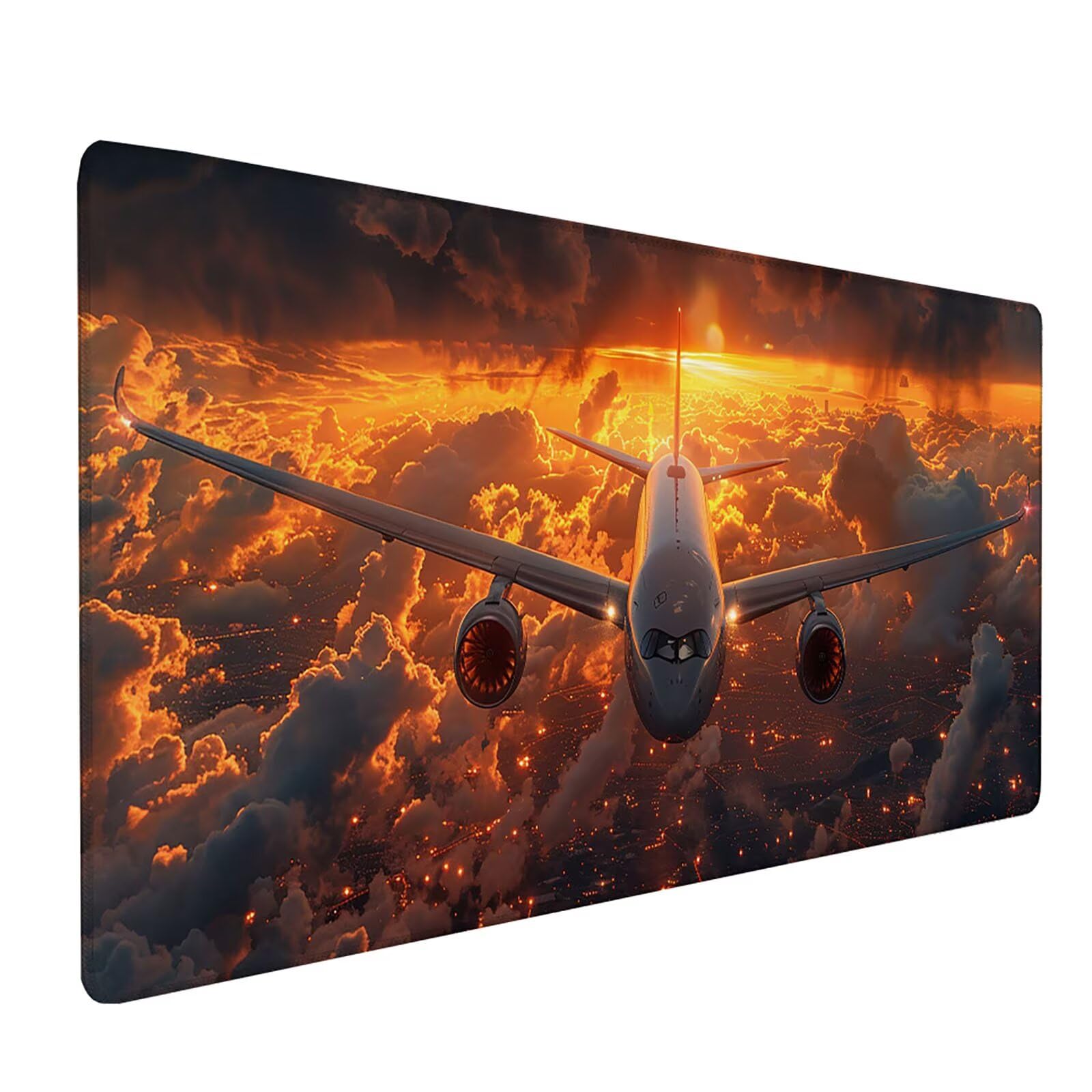 Tappetino Mouse Giallo, Tappetino Mouse XXL 1200x600 mm, Gaming Mouse Pad con Base in Gomma Antiscivolo, Gaming Mousepad Migliora Precisione e Velocità, Accessori Scrivania, Regalo, Aereo 3-3743