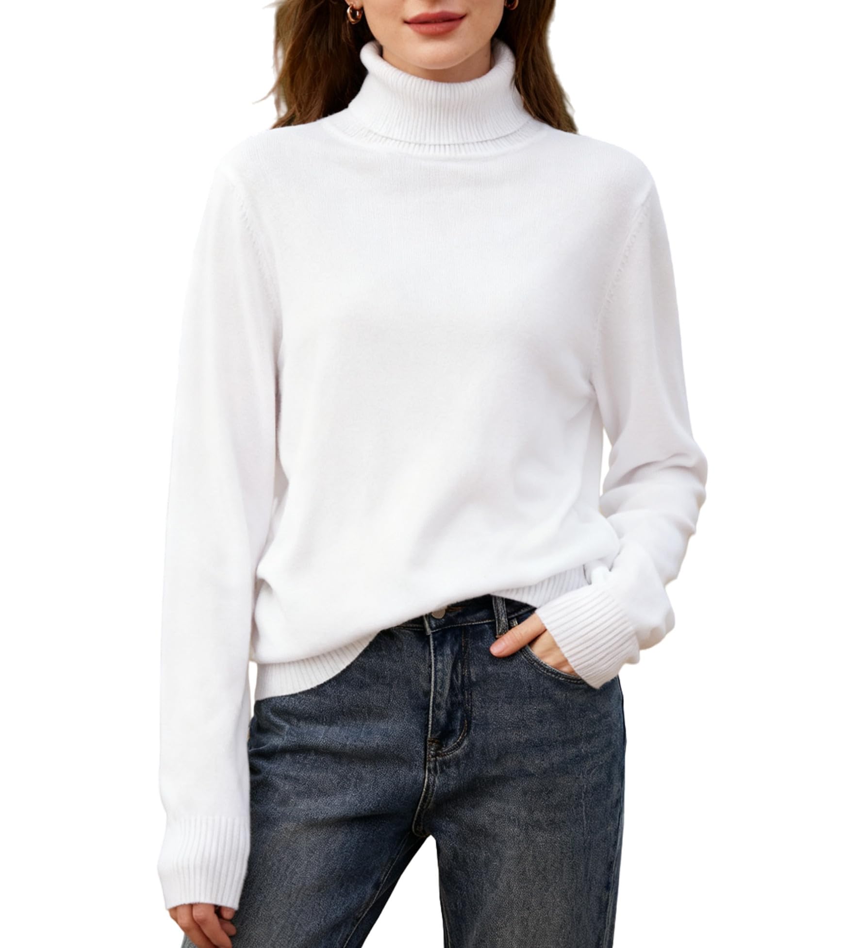 Turtleneck Sweaters for Women Long Sleeve Knit Pullover Sweater Top Fall Winter Fashion Outfits