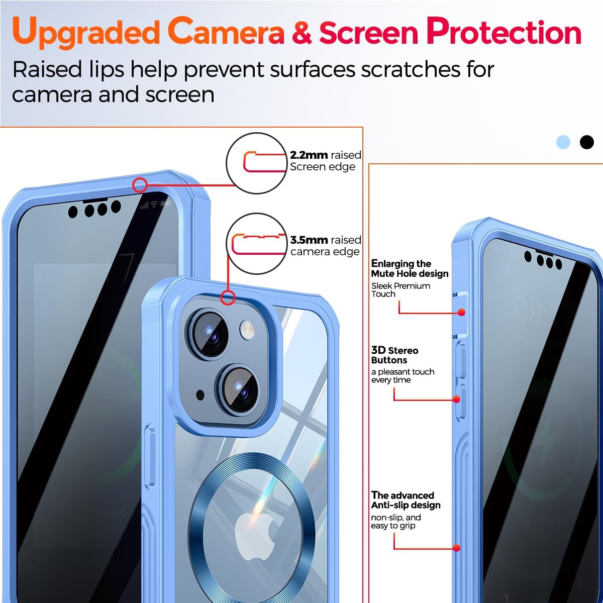 [CD Loop + Privacy Screen Protector]Magnetic Case for iPhone 13/14 Case,[Military Grade Drop Protection] Anti-peep Privacy Screen Double Sided 9H Glass Compatible with MagSafe Case for iPhone 13/14 - Image 5