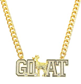 Goat Necklace Hip Hop Goat Pendant Greatest of All Time Turnover Chain For Adults Player Team Football Soccer Baseball Basketball Softball Fantasy Football