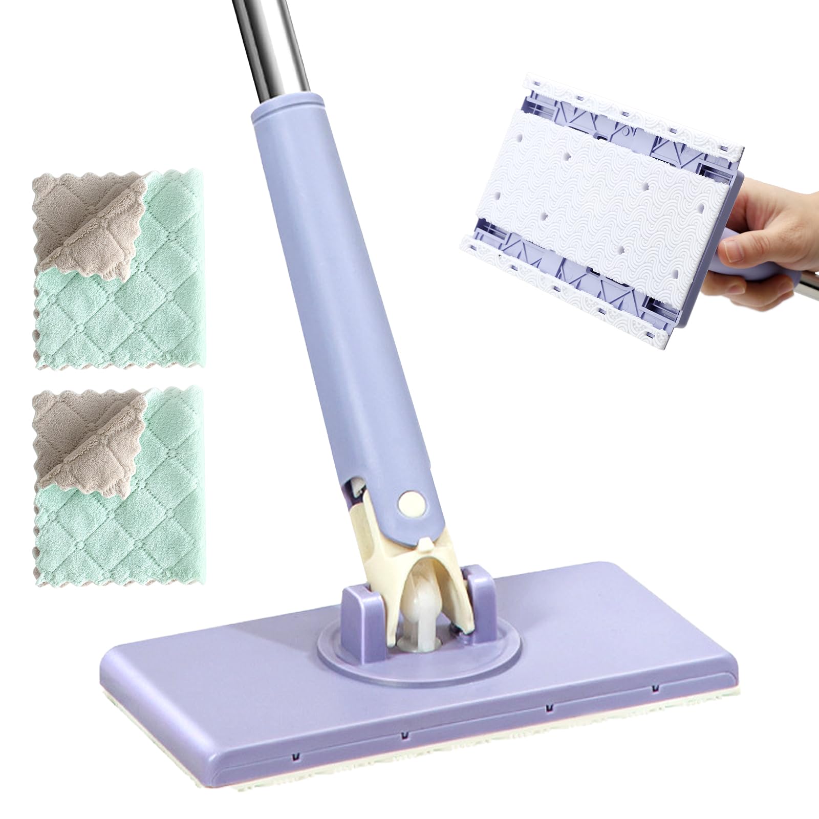 Automatyczny mop Minis, 360° wielofunkcyjny mop płaski Minis, wolnostojący mop Minis kompatybilny z chusteczkiem, do wycierania podłóg, czyszczenia szafek, luster, ścian, kuchni
