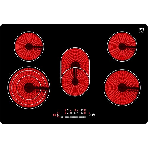K&H 5 Burner 30 Inch Built-in Electric Stove Top Radiant Ceramic Cooktop Touch Control 240V 8600W CE30-8608