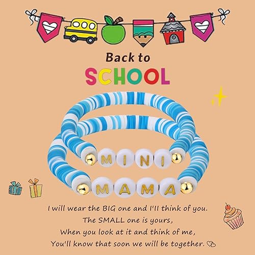 Miniatura 8 de First day of Shcool Kindergarten First Grade Back to School Bracelet Gifts Mom and Daughter Mommy and Me Bracelets (Style2, Back to School)