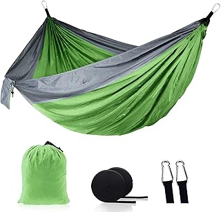 Hammock Chair Swing Seat Leisure Swing Single Double Outdoor Hammock Swing Parachute Cloth Nylon Hammock Portable Hammock Hammock Chair 106.2 * 55.1" Outdoor Garden Hammock Swing Chair (A)