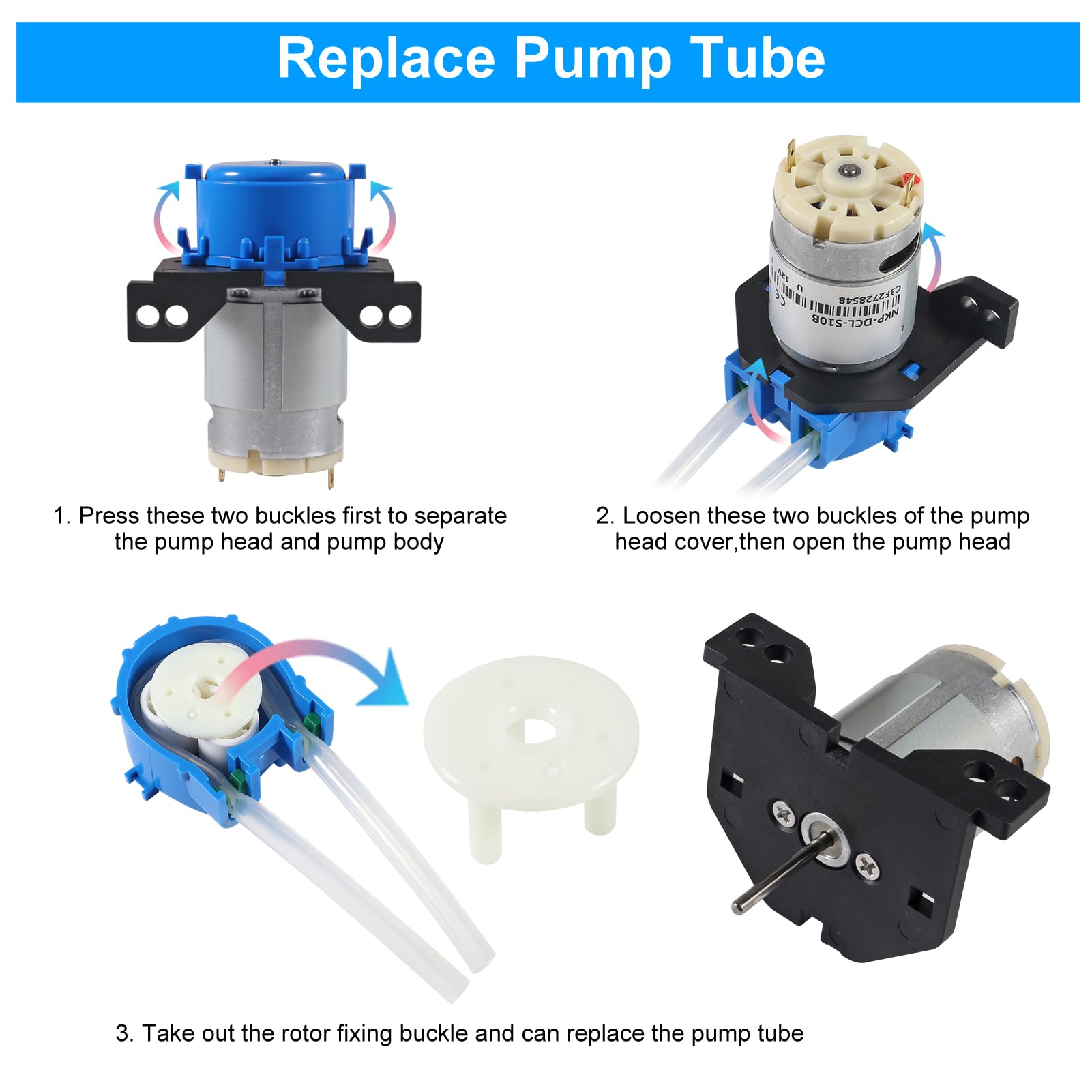 4Pcs DC 12V Self Priming Mute Peristaltic Liquid Pump Dosing Pump L Bracket Lab Peristaltic Water Pumps with Connector for Aquarium Analytical Home Bonsai Irrigation Watering DIY Lab Analytical - Image 5